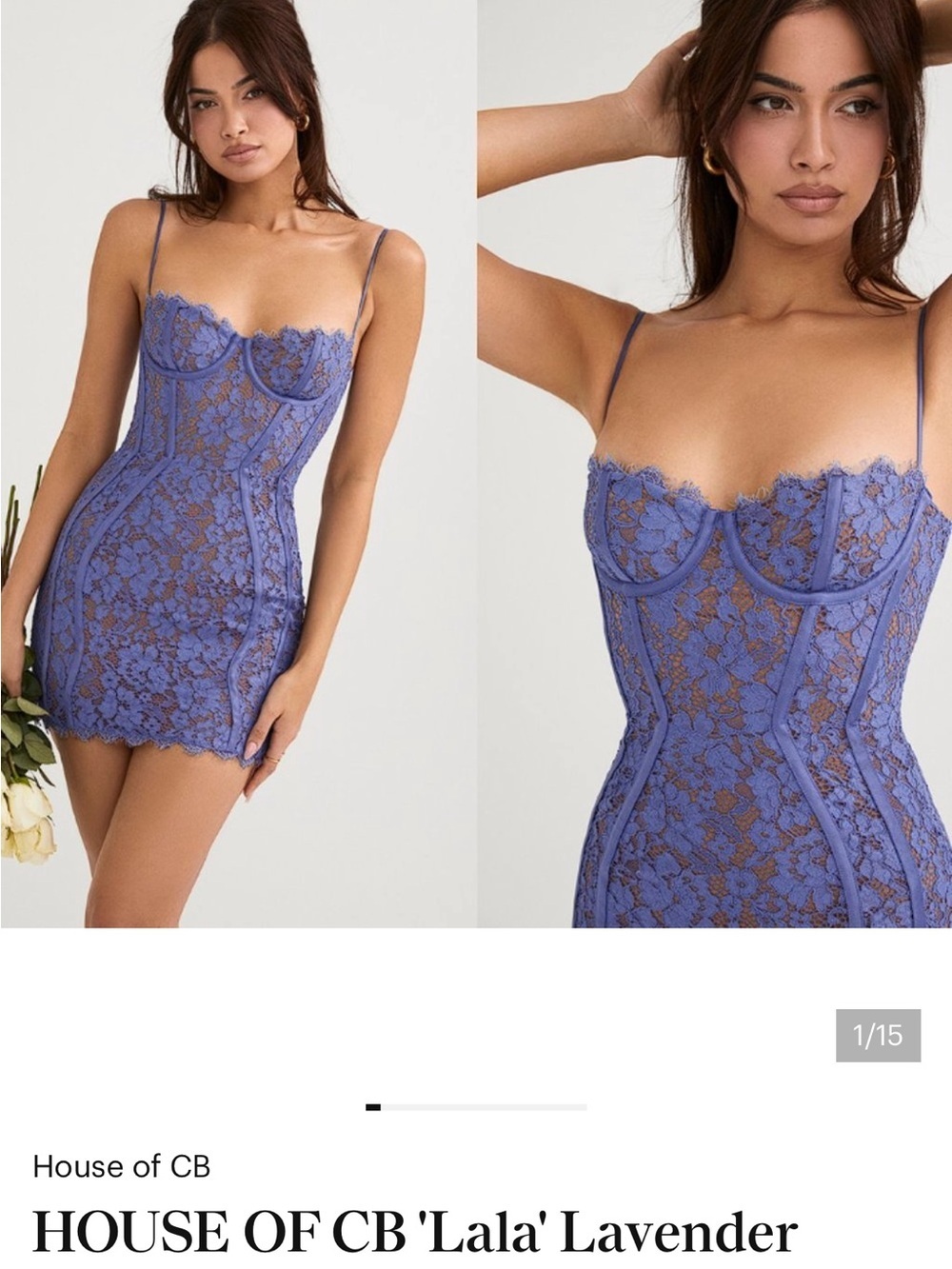 House of CB NWT Lavender Lace Mini Dress - Picture 2 of 8